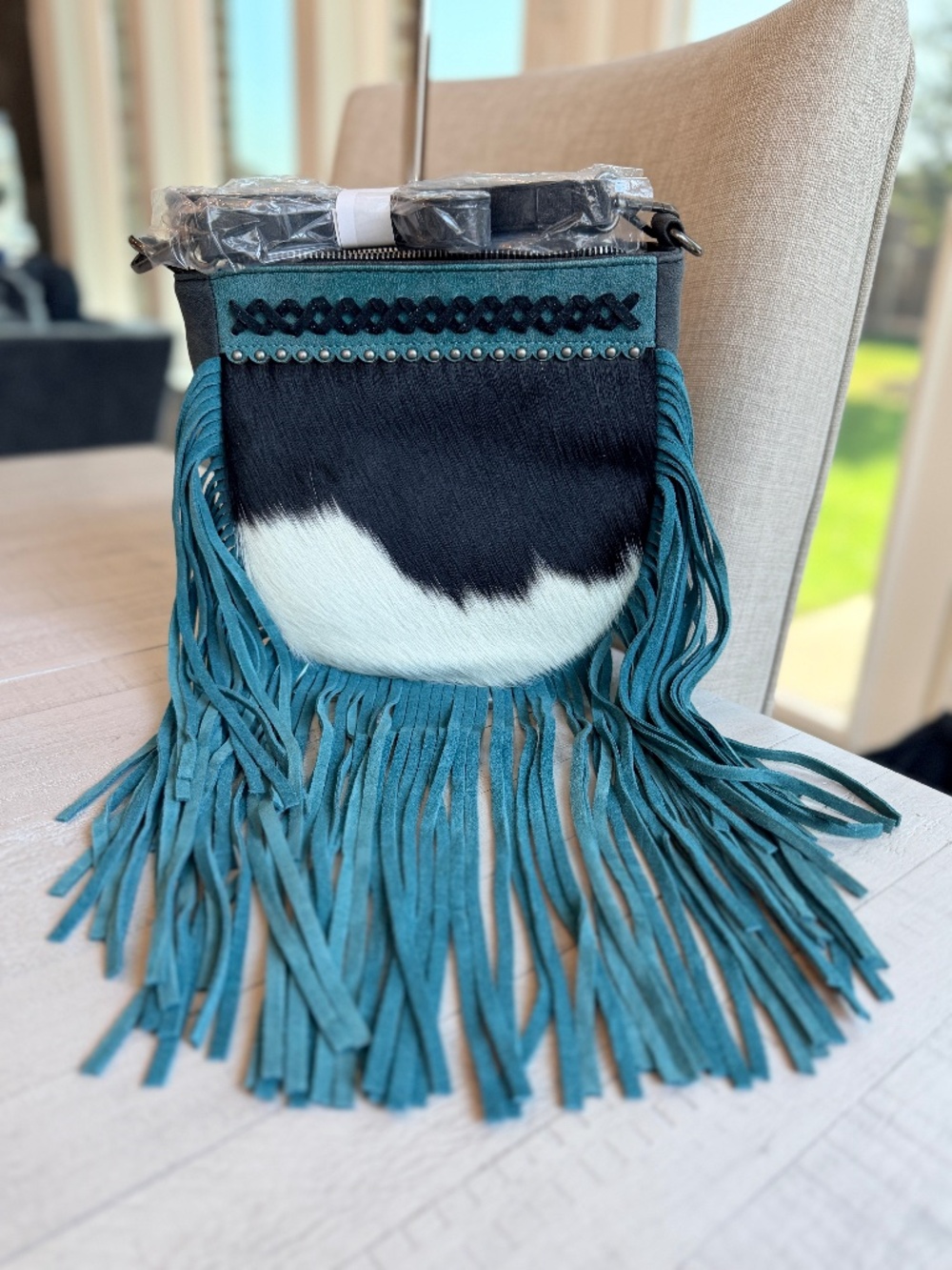 Trinity Ranch Hair-On Cowhide Fringe Crossbody Bag - Black